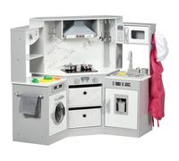AIYAPLAY Kids Corner Kitchen with Running Water, Lights Ages 3-6 Years Grey | Toy Play Kitchen, Role Play, Sounds, Apron and Chef Hat, Water Dispenser, Sink, Utensils