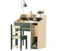 AIYAPLAY Kids Desk and Chair Set with Storage Shelves Drawer Green, none