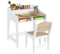 AIYAPLAY Kids Desk and Chair Set - Children Study Table with Storage - Natural | TJ Hughes
