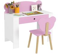 HexGuard AIYAPLAY Kids Desk and Chair Set, Children Writing Table with Drawer, Pink, Pink