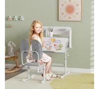 Aiyaplay Kids Desk And Chair Set W/ Tiltable Desktop Reading Rack - Grey, Grey