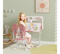 AIYAPLAY Kids Desk & Chair Set w/ Tiltable Desktop, Reading Rack in Pink AIYAPLAY Pink