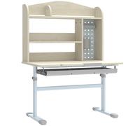 AIYAPLAY Kids Desk Height Adjustable with Tilt-Desktop, Hutch, Drawer, Storage Shelf, Pegboard, for 3-12 Years Old, Natural