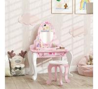 AIYAPLAY Kids Dressing Table Set, 2 PCS Children Vanity Table with Stool