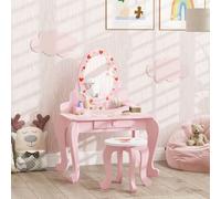 AIYAPLAY Kids Dressing Table Set, 2 PCS Children Vanity Table with Stool in Pink AIYAPLAY Pink