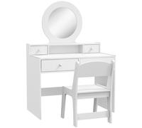 AIYAPLAY Kids Dressing Table Set Kids Make up Table with Stool and Mirror, Storage Drawers, Gift for Aged 3-8