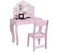Kids Dressing Table Set Make up w/ Stool, Drawer, for Playroom AIYAPLAY Pink 100cm x 100cm
