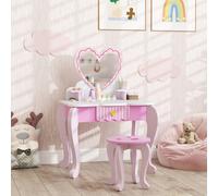 AIYAPLAY Kids Dressing Table Set, 2 PCS Children Vanity Table with Stool