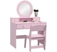 AIYAPLAY Kids Dressing Table Set W/ Stool - Mirror - Drawers - Pink | TJ Hughes