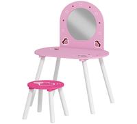 AIYAPLAY Kids Dressing Table with Mirror and Stool, Girls Vanity Set for Kids Room, Bedroom, Nursery, for Ages 3-6 Years, Pink