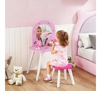 AIYAPLAY Kids Dressing Table with Mirror & Stool, Kids Vanity Set, Pink AIYAPLAY Pink