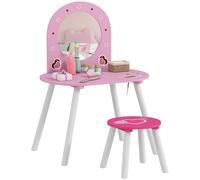 AIYAPLAY Kids Dressing Table with Mirror & Stool, Kids Vanity Set, Pink AIYAPLAY Pink