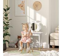 Aiyaplay Kids Dressing Table With Mirror And Stool, Drawer, Cloud Design, White