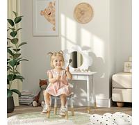 AIYAPLAY Kids Dressing Table with Mirror & Stool, Drawer, Cloud Design in White AIYAPLAY White