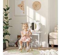Aiyaplay Kids Dressing Table With Mirror, Stool, Drawer, Cloud Design, White