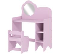 AIYAPLAY Kids Dressing Table with Mirror, Stool, Kids Vanity Table with Shelves, for Ages 3-8 Years, Purple
