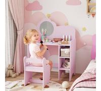 AIYAPLAY Kids Dressing Table with Mirror, Stool, Vanity Table, Purple