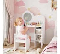 Aiyaplay Kids Dressing Table With Mirror, Stool, Vanity Table, White