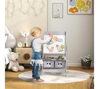 AIYAPLAY Kids Easel with Paper Roll, Blackboard, Whiteboard, Storage - 54 x 46.5 x 93 cm - Kids Easel - Grey