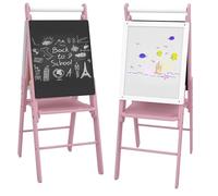 AIYAPLAY Kids Easel with Paper Roll 3 in 1 Art Easel Whiteboard Blackboard in Pink AIYAPLAY Pink