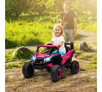 AIYAPLAY 12V Kids Ride On Car, Electric Car for Kids UTV with Remote Control, Slow Start, Suspension System, LED Lights, Music, USB Port, for Boys Girls 3-5 Years, Pink