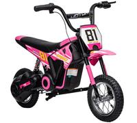 AIYAPLAY Kids Electric Motorbike 24V 250W 6-16km/h for 8-12 Years Old Pink | Battery Powered Dirt Bike, 7AH Batteries, 12" Inflatable Tires, Rear Suspension, Ride On Motorcycle
