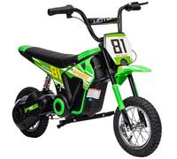 AIYAPLAY Kids Electric Motorbike, 24V Battery Powered Dirt Bike with 250W Motor, 6-16km/h, 7AH Batteries, 12" Inflatable Tires and Rear Suspension, Ride On Motorcycle for 8-12 Years Old, Green