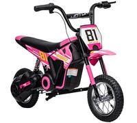 AIYAPLAY Kids Electric Motorbike, 24V Battery Powered Dirt Bike with 250W Motor, 6-16km/h, 7AH Batteries, 12" Inflatable Tires and Rear Suspension, Ride On Motorcycle for 8-12 Years Old, Pink