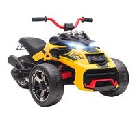 AIYAPLAY Kids Electric Ride On Car, 12V Battery Powered Ride On ATV with MP3 Player, Horn, 2 Speeds, LED Lights, 3 Wheeler Electric Vehicle Toy Car for Boys & Girls Ages 3-8, Yellow
