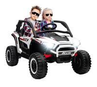 AIYAPLAY 2 Seater Ride on Truck, 24V 7AH Battery Powered Electric Ride On Car with Parental Remote Control, Spring Suspension, 3 Speeds, LED Lights, MP3, Horn, Music, White