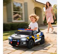 AIYAPLAY Kids Electric Ride on Police Car, 12V Battery Powered Cop Car with Remote Control, Music, Horn, Siren, Flashing Lights, Children Electric Vehicle for 3-5 Years, Multicoloured