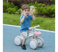 AIYAPLAY Kids Balance Bike for 1-3 Years Old, No Pedal Toddler Balance Bike with Adjustable Seat, Silent Wheels, Training Bike for Boys and Girls, White Pink