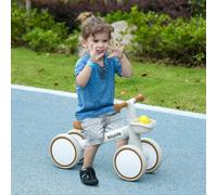 AIYAPLAY Kids Four Wheeled Bike for 1-3 Years Old with Adjustable Seat, White
