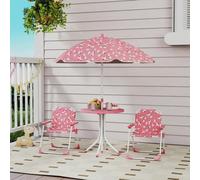 AIYAPLAY Kids Garden Furniture with 2 Folding Chairs and Umbrella, Pink