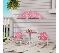 Aiyaplay Kids Garden Furniture With 2 Folding Chairs And Umbrella, Pink