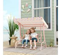 AIYAPLAY Kids Garden Swing Chair, Swing Seat with Adjustable Canopy, Pink
