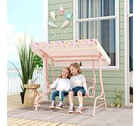 AIYAPLAY Kids Garden Swing Chair, Swing Seat with Adjustable Canopy, Pink