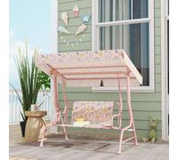 AIYAPLAY Kids Garden Swing Seat, Outdoor Swing Chair with Adjustable Canopy, Safety Belt, 2 Seater Hammock Swing Bench for Patio, Porch, Garden, Pink