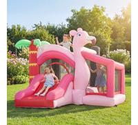 AIYAPLAY Bouncy Castle for Kids with Slide Ball Pit Basketball Hoop Pink