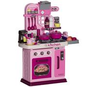 AIYAPLAY Kids Kitchen, Toy Kitchen, Toddler Pretend Play Kitchen with 33-Piece Accessories, Lights, Sounds, for Ages 3-6 Years, Pink Pink