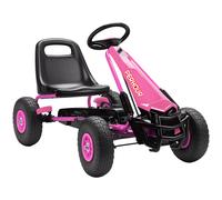 AIYAPLAY Kids Pedal Go Kart with Adjustable Seat, EVA Tyres, Manual Clutch, Brake, Go Kart for Kids 3-8 Years, Pink