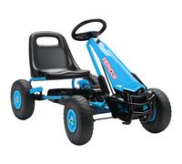 AIYAPLAY Kids Pedal Go Kart with Adjustable Seat, EVA Tyres, Manual Clutch, Brake, Go Kart for Kids 3-8 Years, Blue
