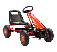 370-448V00RD AIYAPLAY Kids Pedal Go Kart, Children Ride on Racer with Adjustable Seat, EVA Tyres, Manual Clutch, Brake, Go Cart for Kids 3-8 Years, Red