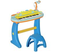 AIYAPLAY 37 Keys Kids Piano with Microphone, Stool, LED Lights, Record and Replay Function Blue, none