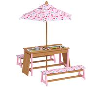 Aiyaplay Kids Picnic Table, Wooden Children Garden Table And Bench Set, Pink