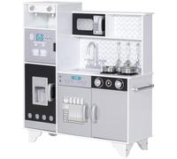 AIYAPLAY Kids Play Kitchen, Large Pretend Play Toy Kitchen with Stove Sounds, Microwave, Ice Maker, Coffee Maker, Sink, Stainless Steel Utensils, Cooking Role Play Set for Boys and Girls 3-6 Years
