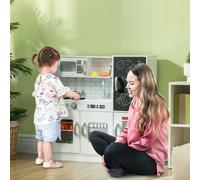 AIYAPLAY Kids Play Kitchen, Pretend Toy Kitchen, with, Chalkboard, Microwave in White AIYAPLAY White