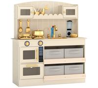 AIYAPLAY Kids Play Kitchen with Lights & Sounds, Pretend Play Toy set with 4 Fabric Drawers, 12-Piece Accessories for 3-6 Years