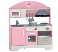 AIYAPLAY Kids Play Kitchen with Lights & Sounds, Pretend Play Toy set with Fabric Drawer, 5-Piece Accessories for 3-6 Years, Pink