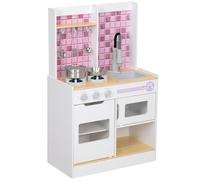 AIYAPLAY Kids Play Kitchen, Pretend Play Kitchen with Realistic Over, Stove, Sink, Kitchen Accessories, Cooking Playset with Light, Sound, for Ages 3+ Years, White